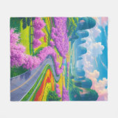 "Spring Serenity - Cherry Blossom Trail Throw" Fleecedecke (Vorderseite (Horizontal))