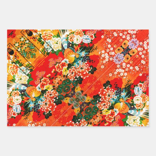 Spring Set Floral, Paisley, Mah Jongg Egrets Geschenkpapier Set (Vorderseite 3)