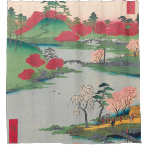 Spring Shrine Garden Vintag Ukiyo e Japanisch Kuns Duschvorhang