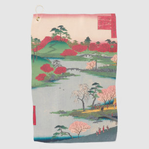 Spring Shrine Garden Vintag Ukiyo e Japanisch Kuns Golfhandtuch