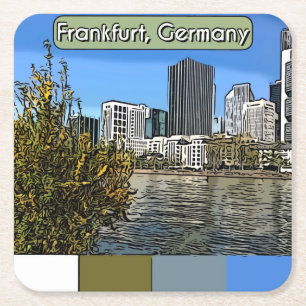Spring Skyline von Frankfurt, Deutschland Rechteckiger Pappuntersetzer