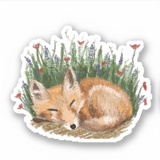 Spring Sleeping Fox Kit Aufkleber (Vorderseite)