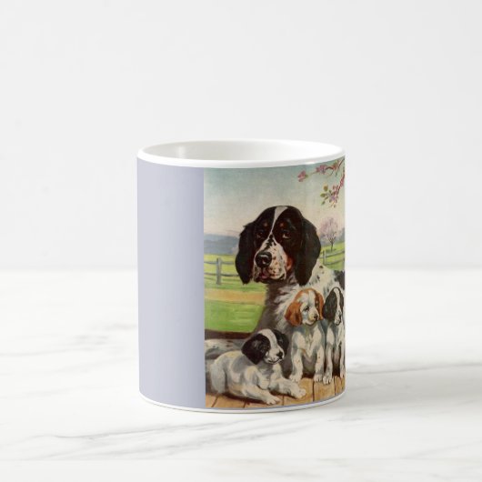 Spring Spaniel Mom and Welpen Kaffeetasse (Mittel)
