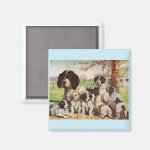 Spring Spaniel Mom and Welpen Magnet (Vorderseite/Rückseite)