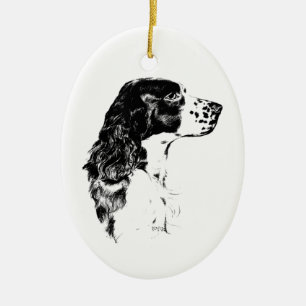 Spring Spaniel Vintag Art Zeichnend Hundeschmuck Keramik Ornament
