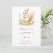 Spring Squirrel Baby Dusche Dankeskarte (Stehend Vorderseite)