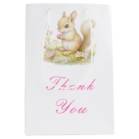 Spring Squirrel Baby Dusche Mittlere Geschenktüte (Vorderseite)