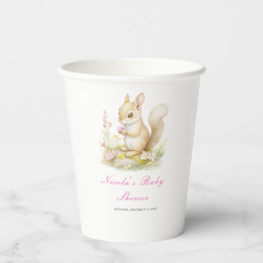 Spring Squirrel Baby Dusche Pappbecher (Rückseite)