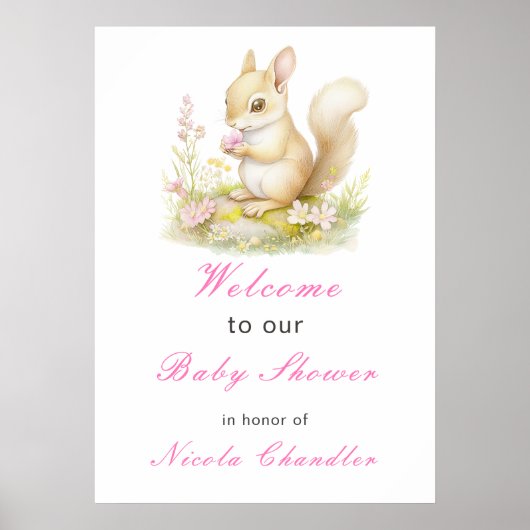 Spring Squirrel Baby Dusche Poster (Vorne)