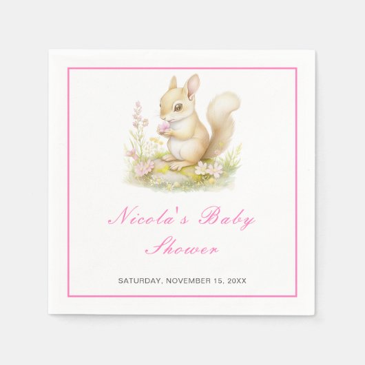 Spring Squirrel Baby Dusche Serviette (Vorderseite)