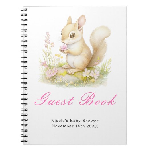 Spring Squirrel Baby Shower Guest Book Notizblock (Vorderseite)