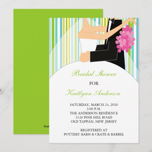 Spring Stripe Bride Brautdusche Einladung (Vorne/Hinten)