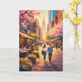 Spring Stroll through the Cherry Blossoms Art Card Karte (Gelbe Blume)