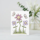 Spring Stuff ・ Purple Flowers & Butterfells Postkarte (Stehend Vorderseite)