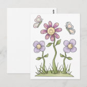 Spring Stuff ・ Purple Flowers & Butterfells Postkarte (Vorne/Hinten)
