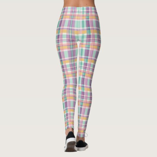 Spring Style Plaid Lavender Teal and Pink Leggings (Rückseite)