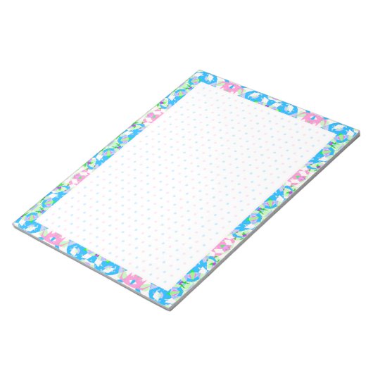 Spring Summer Blue Pink Dot Grid BuJo Planner Notizblock (angewinkelt)