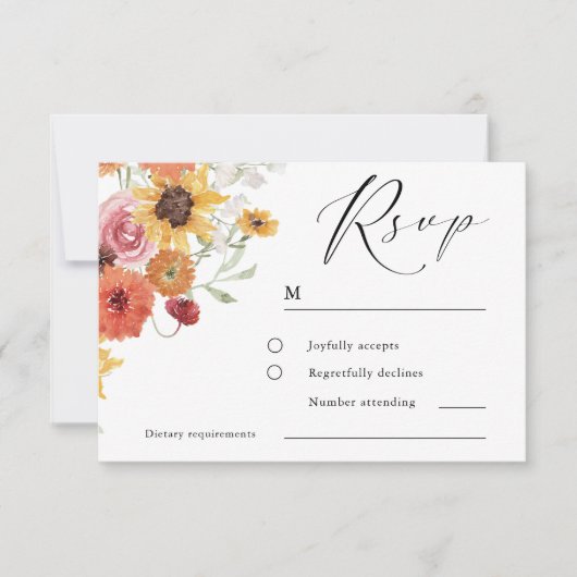 Spring & Summer Floral Modern Wedding RSVP Karte (Vorderseite)