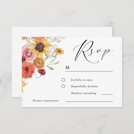 Spring & Summer Floral Modern Wedding RSVP Karte (Vorne/Hinten)