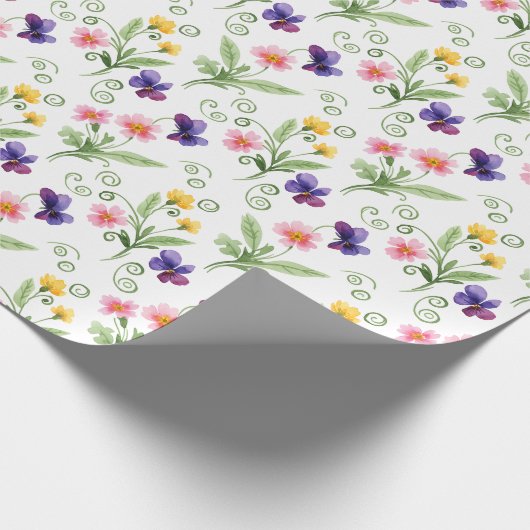 Spring Summer Yellow Pink Purple Flower Watercolor Geschenkpapier (Ecke)