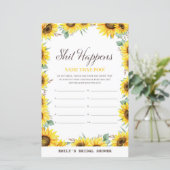 Spring Sunflower Baby Shower Game DRUCKT (Stehend Vorderseite)