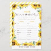 Spring Sunflower Baby Shower Game DRUCKT (Vorne/Hinten)