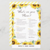 Spring Sunflower Baby Shower Game DRUCKT (Vorne/Hinten)