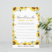 Spring Sunflower Brautparty Game DRUCKT (Stehend Vorderseite)