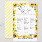 Spring Sunflower Brautparty Game DRUCKT (Vorne/Hinten)