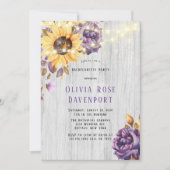 Spring Sunflower Lila Peony Junggeselinnen-Abschie Einladung (Vorderseite)
