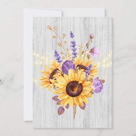 Spring Sunflower Lila Peony Junggeselinnen-Abschie Einladung (Rückseite)