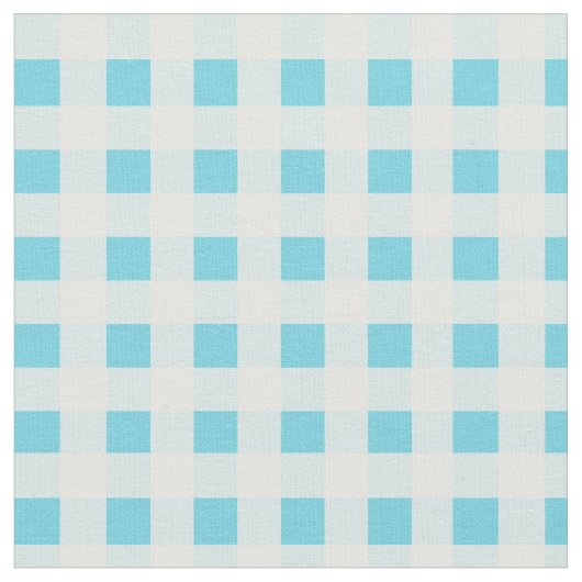 Spring Sunshine Blue White Karo Gingham Pattern Stoff (Nahaufnahme)
