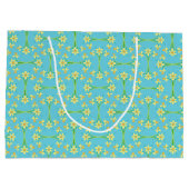 Spring Sunshine Daffodien auf Blue Large Gift Bag Große Geschenktüte (Rückseite)
