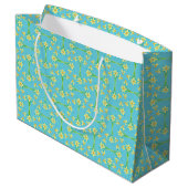 Spring Sunshine Daffodien auf Blue Large Gift Bag Große Geschenktüte (Rückseite Schrägansicht)