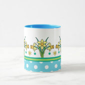 Spring Sunshine Daffodil Border, Polka Dots Tasse (Zentrum)