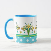 Spring Sunshine Daffodil Border, Polka Dots Tasse (Links)