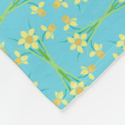 Spring Sunshine Daffodils Sky Blue Fleece Blanket (Ecke)