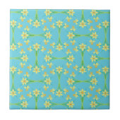 Spring Sunshine Daffodils Sky Blue Keramik Tile Fliese (Vorderseite)