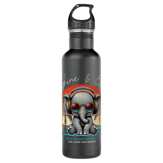 Spring Sunshine und Ele-fun Retro Beach Abenteuer Edelstahlflasche (Vorderseite)