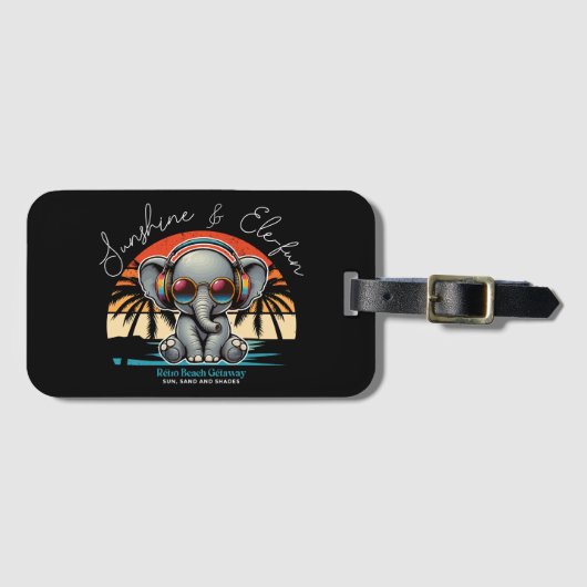 Spring Sunshine und Ele-fun Retro Beach Abenteuer Gepäckanhänger (Vorderseite (Horizontal))