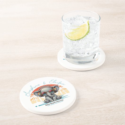 Spring Sunshine und Ele-fun Retro Beach Abenteuer Getränkeuntersetzer (Seite)