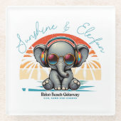 Spring Sunshine und Ele-fun Retro Beach Abenteuer Glasuntersetzer (Vorderseite)