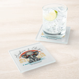 Spring Sunshine und Ele-fun Retro Beach Abenteuer Glasuntersetzer