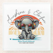 Spring Sunshine und Ele-fun Retro Beach Abenteuer Glasuntersetzer (Vorderseite)
