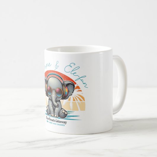 Spring Sunshine und Ele-fun Retro Beach Abenteuer Kaffeetasse (VorderseiteRechts)