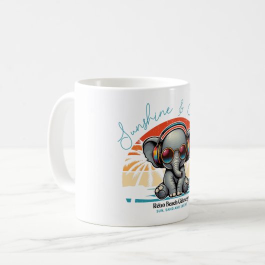 Spring Sunshine und Ele-fun Retro Beach Abenteuer Kaffeetasse (Vorderseite Links)