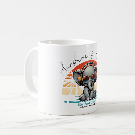 Spring Sunshine und Ele-fun Retro Beach Abenteuer Kaffeetasse (Vorderseite Links)