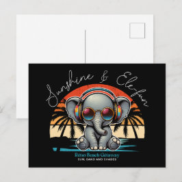 Spring Sunshine und Ele-fun Retro Beach Abenteuer Postkarte