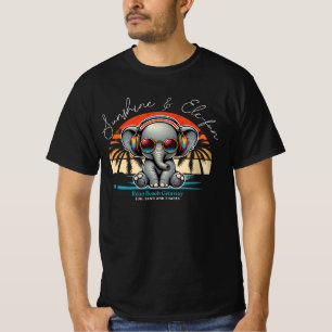 Spring Sunshine und Ele-fun Retro Beach Abenteuer T-Shirt