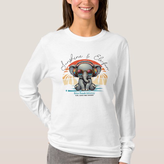 Spring Sunshine und Ele-fun Retro Beach Abenteuer T-Shirt (Vorderseite)